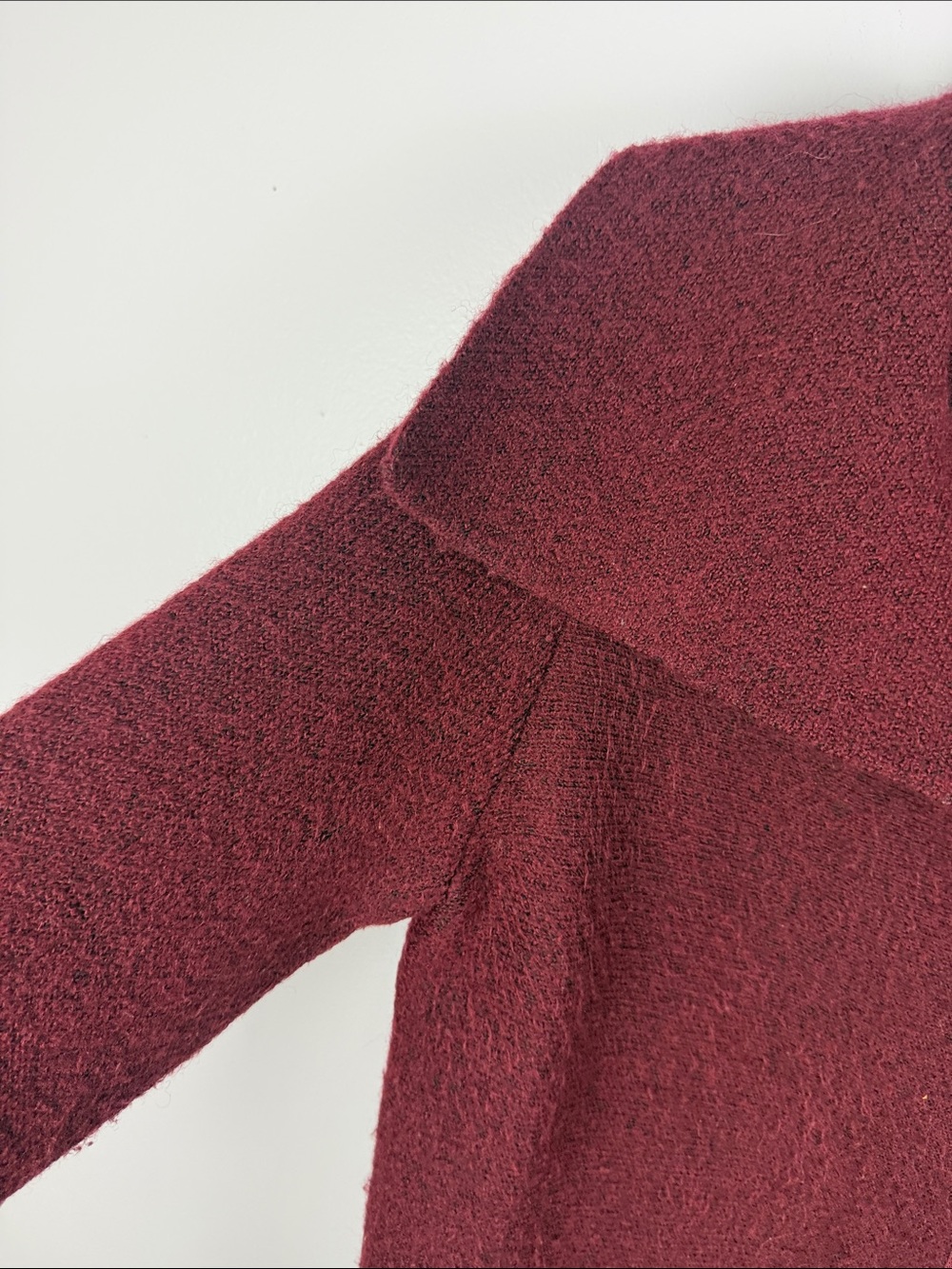 Tahari Asymmetric Zip Wool Blend Cardigan Coat Sweater Burgundy Red L - Picture 4 of 12